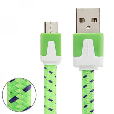 Produktbild von 3m USB Daten und Ladekabel Grün für alle Smartphone und Tablet Micro USB