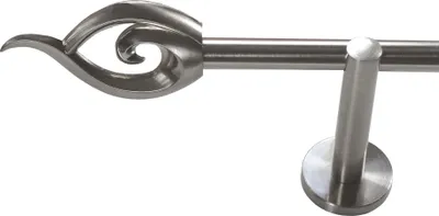 Produktbild von Gardinenstange Set Edelstahl Look Metall Ø 16mm zur Wandbefestigung 1-lauf Modern Flamme , Länge wählbar H12E24