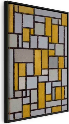 Produktbild von Italienischer Leinwand Leinwandbild - Composition with grid 1 (Piet Mondrian) 60x90 cm Reproduktionen l-G-10355-b-a