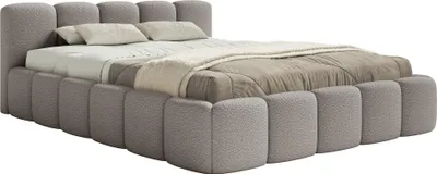 Produktbild von Selsey Cloudy Low - Polsterbett 160x200 mit Holzlattenrost, grau Bouclé