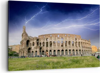 Produktbild von Bild auf Leinwand - Leinwandbild - Italien Architektur Kolosseum Tourismus - 100x70cm - Wand Bild - Wanddeko - Leinwanddruck - Bilder - Kunstdruck - Leinwand bilder - Wandkunst - AA100x70-2505