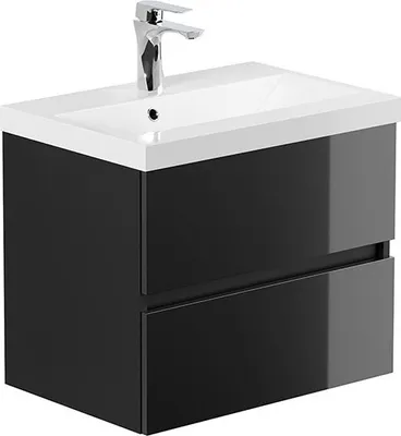 Produktbild von HOME DELUXE - Badmöbel - Set - WANGEROOGE Deluxe – Größe: S, Farbe: Schwarz, Breite Waschbecken: ca. 60 cm I Badezimmermöbel Waschtisch Waschbecken