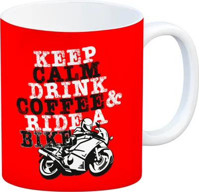Produktbild von Keep calm & ride a bike Kaffeebecher in rot zum Thema Motorrad fahren