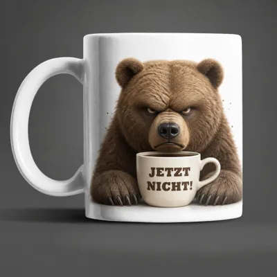Produktbild von Lustige Tiertasse mit Spruch 325 ml – 15 Tiermotive Geschenkidee Büro - Bär