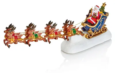 LED-Weihnachtsmann mit Schlitten & Rentieren, 34 cm