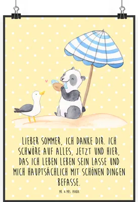Produktbild von Mr. & Mrs. Panda Bild Lieber Sommer DIN A2 - Gelb Pastell - Geschenk, Kunstdruck, Winter, Strand, Gemütlichkeit, wanddeko, Summer Feelings, Natur, drucke, Sommergefühle