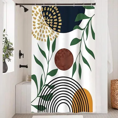 Obrázek produktu pro Sprchový závěs odolný proti plísním, 120 x 200 cm, s motivem listů, omyvatelný, voděodolný