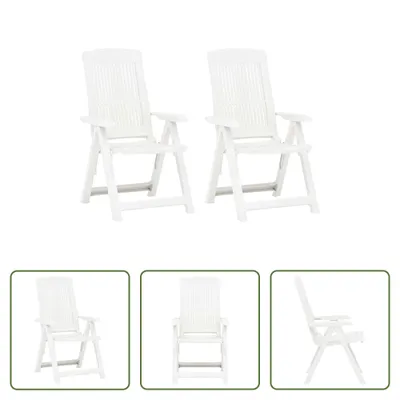 Image de The Living Store Chaises de jardin réglables 2 pcs. Plastique blanc