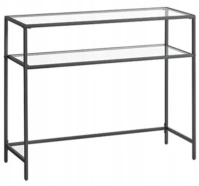 Produktbild von Moderne Konsole Oskar aus schwarzem Stahl und gehärtetem Glas