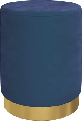 Produktbild von Runder Aufbewahrungshocker Blau Samt 31 x 37 cm