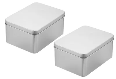 2 Metallboxen, 125x90x60 mm, silber, rechteckig, mit Deckel