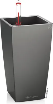 Produktbild von LECHUZA-Pflanzgefäß MINI-CUBI Premium Anthrazit Metallic | Tischgefäß mit Bewässerungssystem | Metallic-Oberfläche | 9,5 x 9,5 x 18,5 cm | 18123