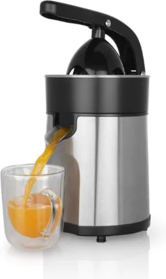 Immagine prodotto di Spremiagrumi elettrico con braccio articolato e 2 cilindri - 85 W - 1 L - Acciaio inossidabile - Spremiagrumi