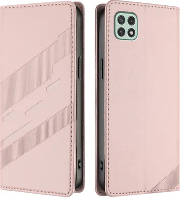 Produktbild von Hülle für Samsung Galaxy A22 5G, Kunstleder Brieftaschen Handyhülle mit Kartenfach und Standfunktion Pink