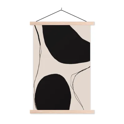 Produktbild von MuchoWow® Textilposter Pastell - Schwarz - Minimalismus 60x90 cm mit holzfarbenen Rahmen - Textil