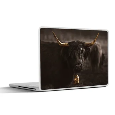 Produktbild von MuchoWow® Laptop Aufkleber Sticker Cover Scottish Highlander - Tier - Schwarz und weiß 36.5x27.5 cm - Laptop-Sticker