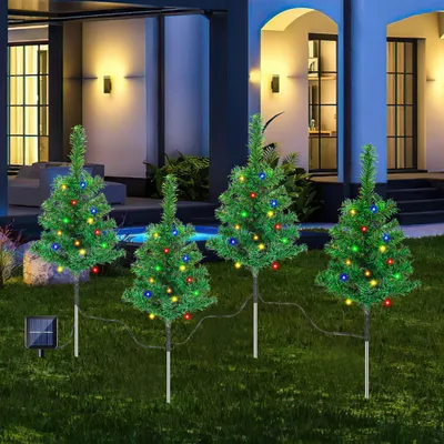 Obrázok produktu pre Ikodm Solárne vianočné osvetlenie do záhrady, 8 kusov, 160 farebných LED diód, 8 režimov svietenia, 50 cm, vianočná dekorácia do záhrady