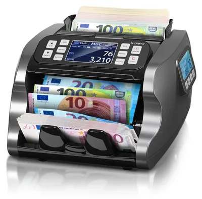 Immagine prodotto di Conta banconote - Rilevatore di banconote false - Valute miste - 1000 banconote al minuto - Display doppio 3,5 pollici