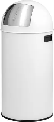 Image de eluno Poubelle à poussoir 35 litres en tôle d'acier, poubelle rétro avec couvercle amovible, collecteur de déchets, poubelle de cuisine avec clapet à poussoir, blanc