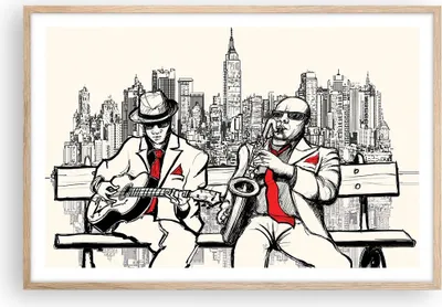 Produktbild von Gerahmtes Poster - Rahmen in heller Eiche - Jazz Musik Musiker - 91,5x61 cm - Wand Bild - Wanddeko - Wandbilder - Wandposter - Bilderrahmen - Bilder - Kunstdruck - Wandbild - P2NAA91x61-3599