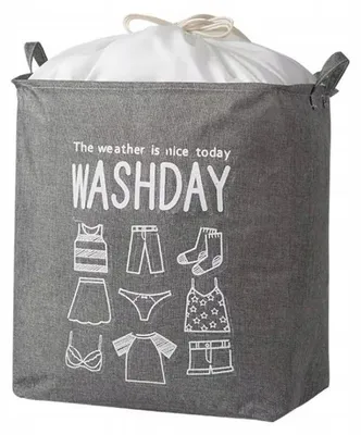 Produktbild von Wäschekorb Wäschesammler Wäschesack 75 l faltbar grau Organizer für Wäsche Spielzeug und Kleidung