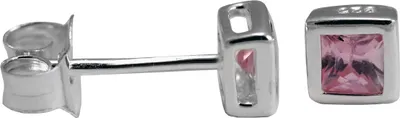 Produktbild von 925 Sterling Silber Ohrstecker mit quadratischem Zirkonia Farbe - Pink