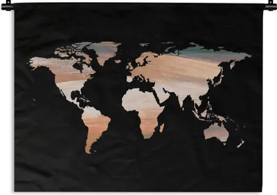 Produktbild von MuchoWow® Wandteppich Wandbehang Weltkarte - Farben - Schwarz 60x45 cm Tapisserie Dekoration Wandtuch - Das Schlafzimmer
