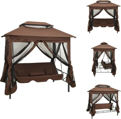 Obrázek produktu pro vidaXL Pavilion Convertible Swing Bench Coffee Brown - Hollywood Swings