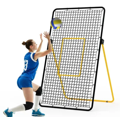 Produktbild von Volleyball-Rebounder 213 x 122 cm - Verstellbares Netz - Robuster Stahlrahmen - Mehrere Winkel - Zusammenklappbar - Tragbar - Schwarz