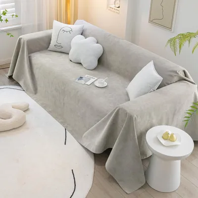Zdjęcie produktu dla Ochraniacz na sofę z tkaniny typu "chenille", kolor khaki, wymiary 180 x 380 cm, uniwersalny rozmiar