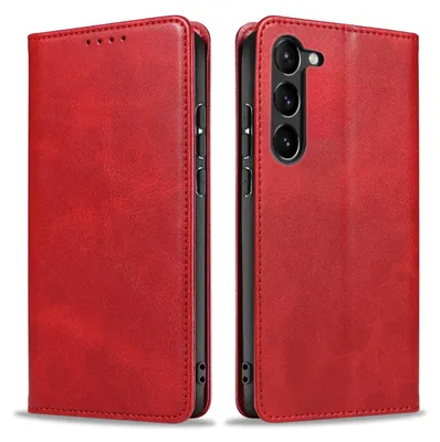 Produktbild von Handyhülle für Samsung Galaxy S23 Kunstleder Flip Cover Hülle Klapphülle Case Kartenfach Farbe: Rot