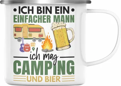 Produktbild von Trendation - Ich Bin Ein Einfacher Mann Wohnmobil Emaille Tasse Geschenk Camper Wohnmobilfahrer Geschenkidee Lustig (Silber)
