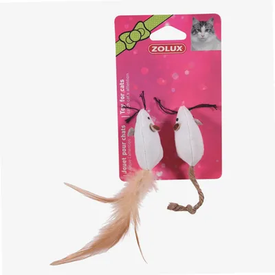 Immagine prodotto di Topo gatto giocattolo bianco 2 x 4 cm in tessuto Zolux