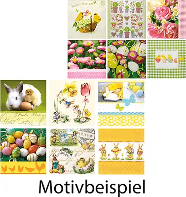 Produktbild von IDENA Servietten 20er 33x33cm Ostern Motive sortiert, Idena