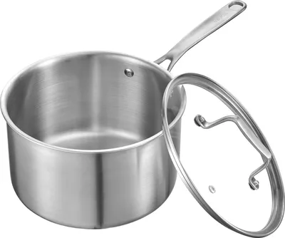 Obrázok produktu pre VEVOR hrniec na varenie hrniec na omáčku 3,79 l so sklenenou pokrievkou, hrniec na polievku hrniec na zeleninu s ergonomickou rukoväťou, hrniec na mlieko z nerezovej ocele hrniec na zeleninu, strieborný veľkokapacitný hrniec viacúčelový hrniec vhodný do umývačky riadu