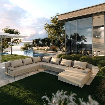 Produktbild von TRADA Gartenecksofa Bahama XXL Beige Links 410x298 cm Gartenmöbel set Wasserabweisend Stoff