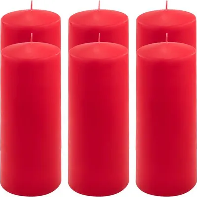 Obrázek produktu pro Sada sloupových svíček, 20 cm, Ø 7,5 cm, červená, 6 ks
