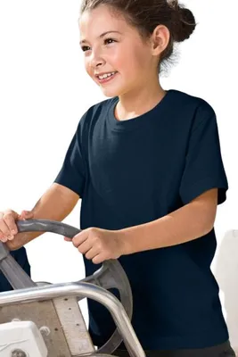 Zdjęcie produktu dla T-shirt dziecięcy na lato, 100% bawełna, bez nadruku, jednolity kolor, 145 g/m2, kolor ciemny niebieski, rozmiar 146 cm / 10 lat