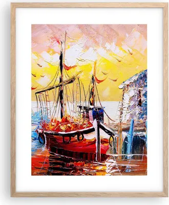 Produktbild von Gerahmtes Poster - Rahmen in heller Eiche - Boot Segel Meer - 40x50 cm - Wand Bild - Wanddeko - Wandbilder - Kunstposter - Wandposter - Bilderrahmen - Bilder - Kunstdruck - Wandbild - P2NPA40x50-3435