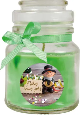 Produktbild von HS Candle "Neujahr" Duftkerze im Bonbonglas - viele Motive zur Auswahl, Duftkerze als Ideale Neujahrs Dekoration