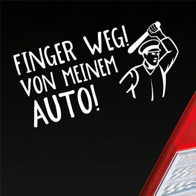 Produktbild von Auto Aufkleber Finger weg! von meinem Auto! Fans Car 19,5x10 cm Weiss Matt Sticker Heckscheibenaufkleber