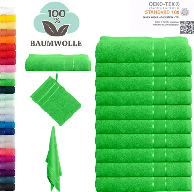 Produktbild von Handtuch Gästetuch Duschtuch Badetuch Saunatuch Waschlappen Sparset Baumwolle, Größe:10 Stück Gästetuch 30x50cm, Farbe:Apfelgrün