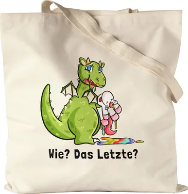 Produktbild von Wie? Das letzte? Beutel Drache frisst Einhorn Lustig Sarkasmus Jutebeutel Stoffbeutel Canvas