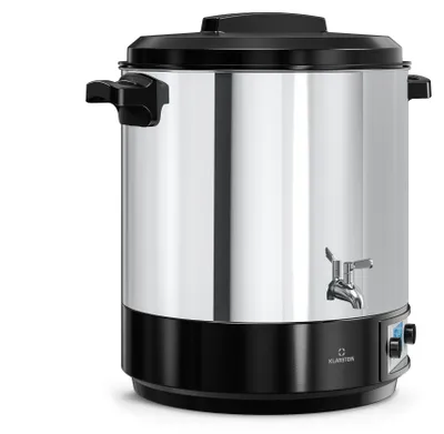 Produktbild von Klarstein Biggie Digitaler Einkochautomat, 25 L Edelstahl-Einkochtopf mit Edelstahlhahn & Timer, 2000 W, 30–100 °C, LCD-Display, Glühweinkocher, Einweckautomat, Heißgetränkespender