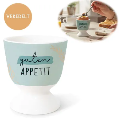 Produktbild von LS-LebenStil Echt-Gold Eierbecher Spruch "Guten Appetit" edle Gute Laune Eibecher Eierhalter Eihalter Deko Frühstückstisch Geschenk Hochzeit Verlobung