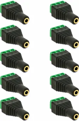 Produktbild von Klinken Buchse 3,5mm Adapter > Terminal Block 3-Pin Schraub Klemmen Vergoldet[10x Buchse]