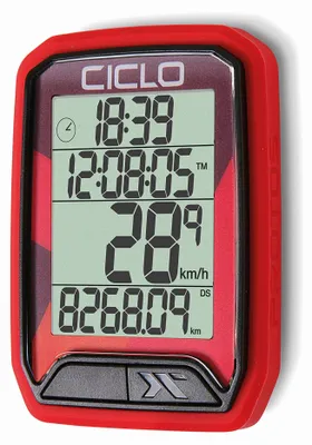 Produktbild von Ciclosport 213 drahtloser Fahrradcomputer, mit 13 Funktionen, in rot
