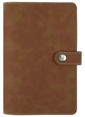 Image de Classeur A6, couverture en cuir synthétique PU, rechargeable, souple, couleur camel, avec poches de rangement et porte-stylos