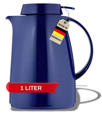 Vakuumkanne 1 Liter, Hochglanz-Kunststoff, dunkelblau