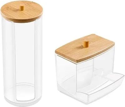 Image de Boîte de rangement verte pour cotons-tiges et boules de coton